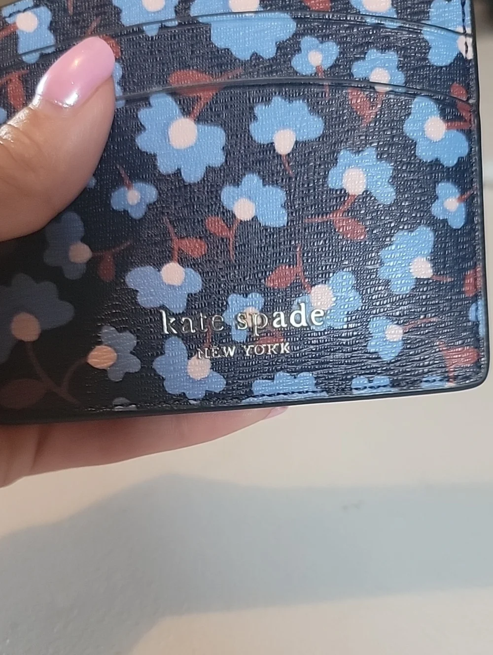 kate spade Navy Floral Card Case Like New